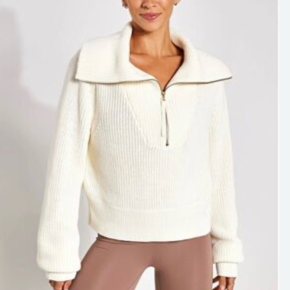 Varley Cream Cowl Neck Sweater